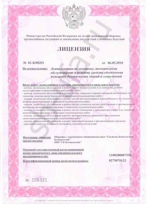Лицензия деятельности